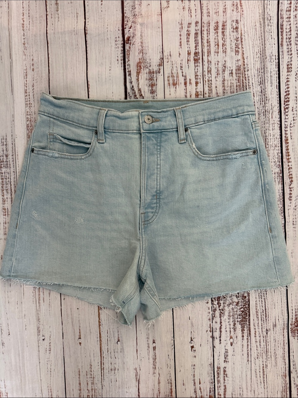 Old Navy Light Blue Denim High-rise A-line Cutoff Shorts 10 NWOT